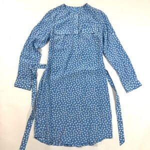 J McLaughlin Casablanca Silk Dress Button Front Blue
